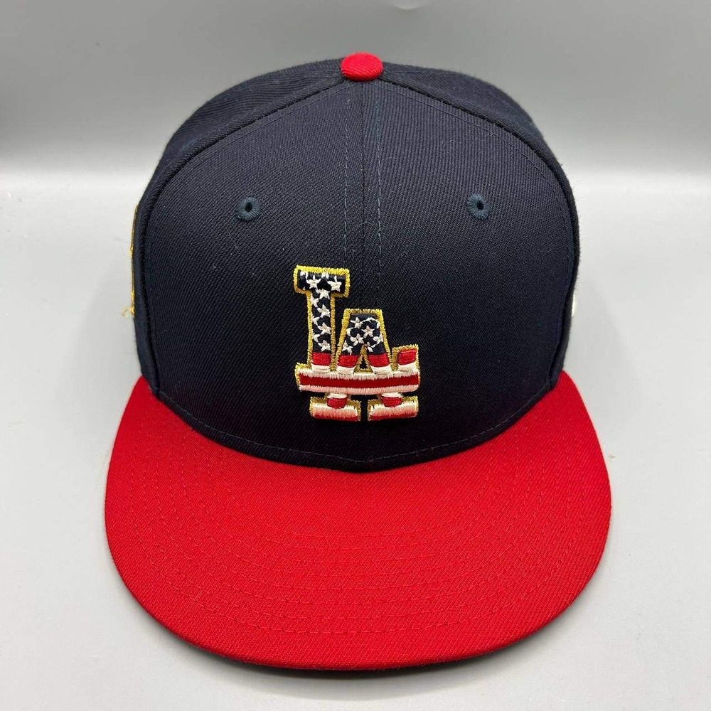 Los Angeles LA Dodgers MLB Hat Men 7 3/8 4th of July 59Fifty New Era Fitted Cap
